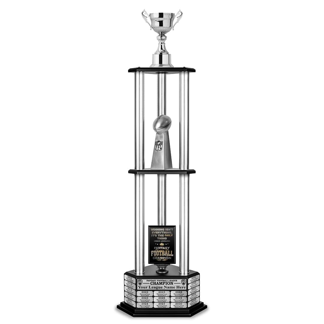 TrophySmack 26"-56" Fantasy Football Perpetual Trophy - Silver Cup