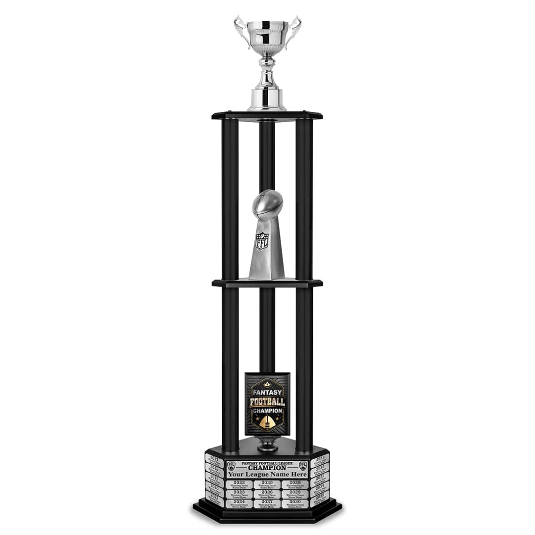 TrophySmack 26"-56" Fantasy Football Perpetual Trophy - Silver Cup