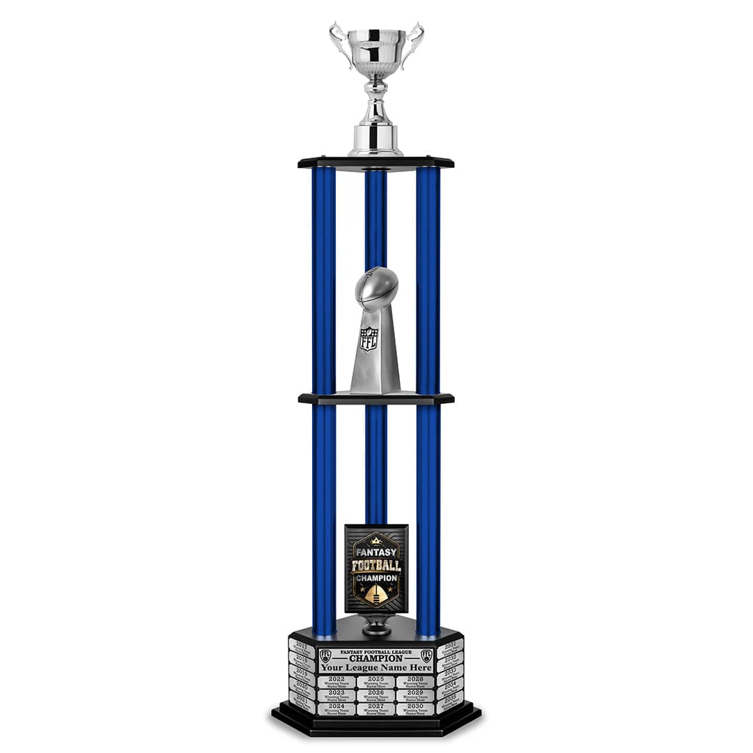 TrophySmack 26"-56" Fantasy Football Perpetual Trophy - Silver Cup