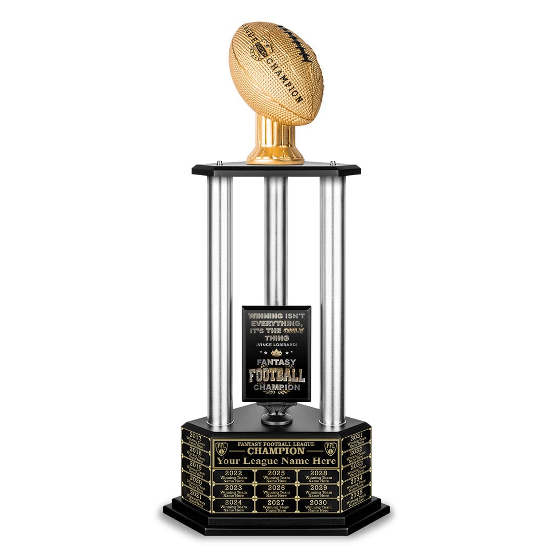 26-56 Vivid Football Trophy- Silver - Perpetual Base – Fantasy