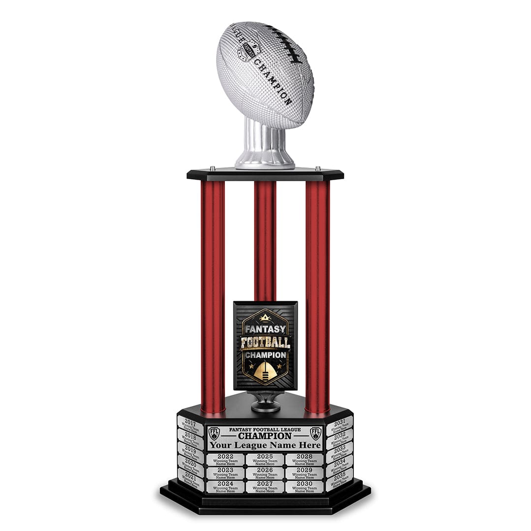 TrophySmack 26"-56" Perpetual Fantasy Football Trophy - Silver Football