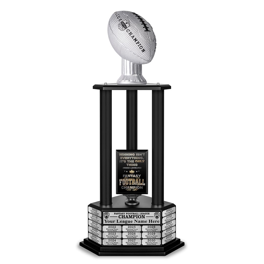 TrophySmack 26"-56" Perpetual Fantasy Football Trophy - Silver Football