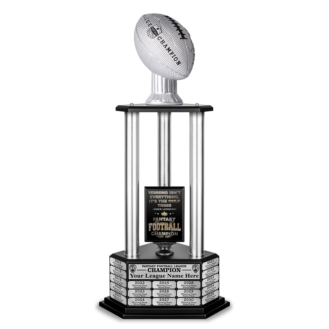 TrophySmack 26"-56" Perpetual Fantasy Football Trophy - Silver Football