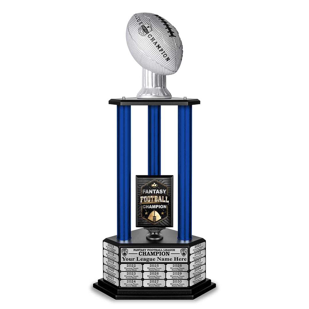 TrophySmack 26"-56" Perpetual Fantasy Football Trophy - Silver Football