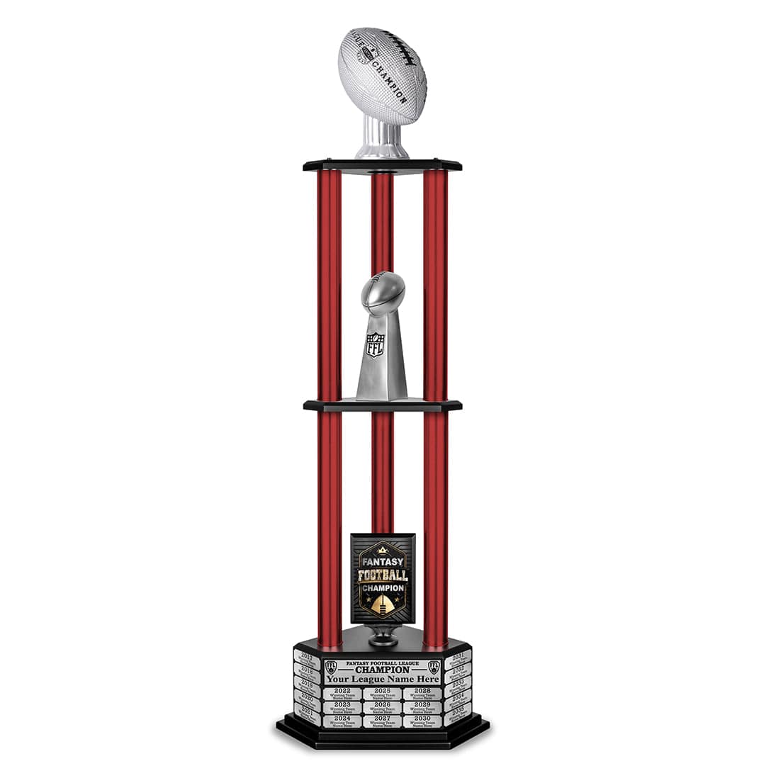 TrophySmack 26"-56" Perpetual Fantasy Football Trophy - Silver Football