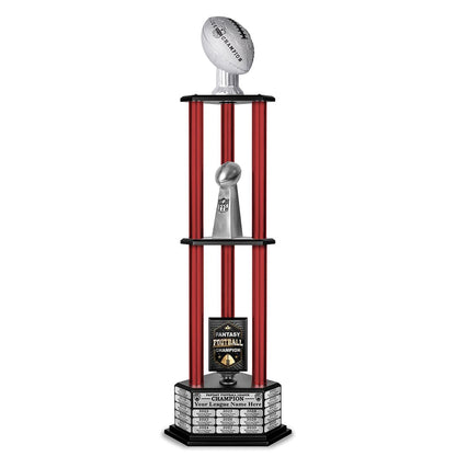 TrophySmack 26"-56" Perpetual Fantasy Football Trophy - Silver Football