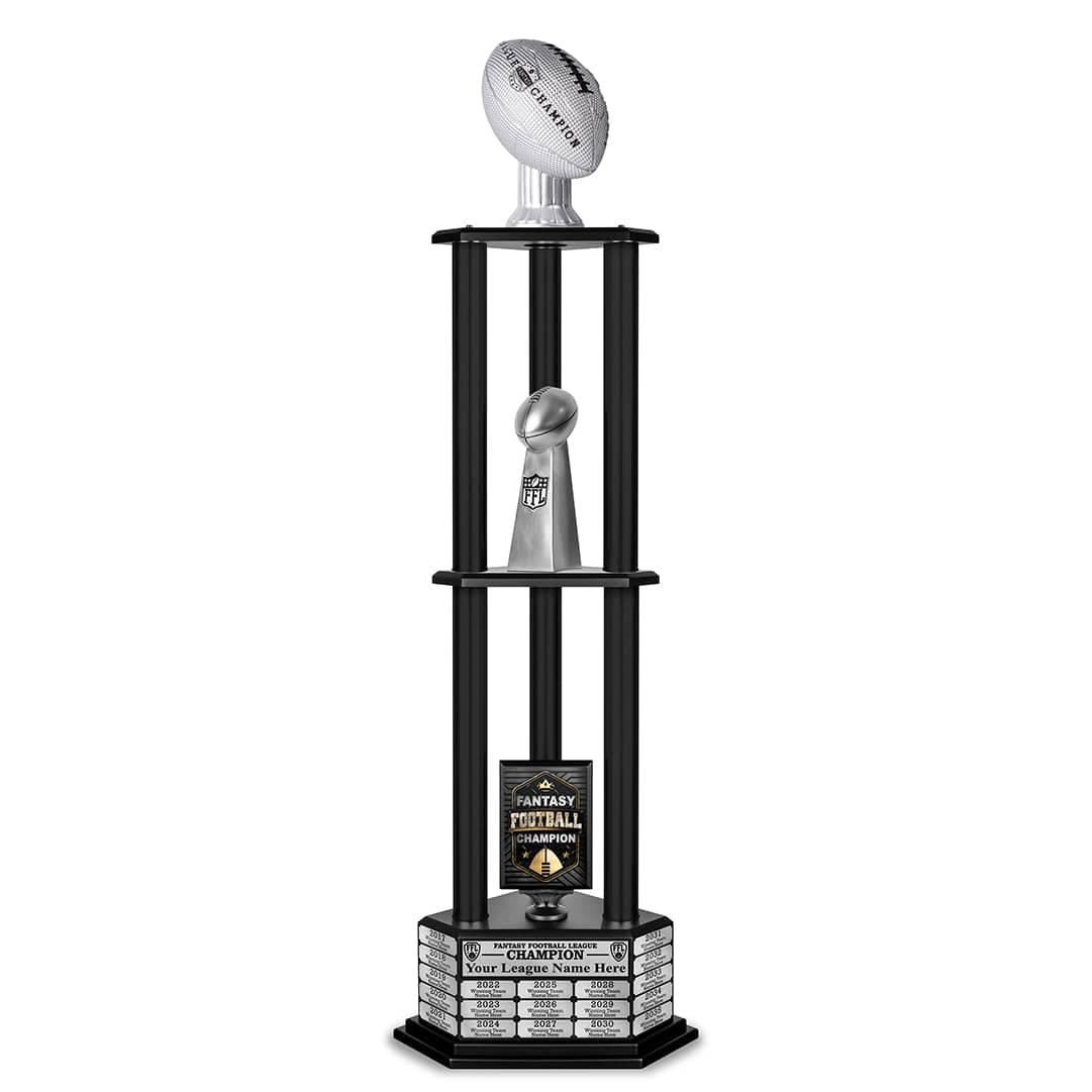 TrophySmack 26"-56" Perpetual Fantasy Football Trophy - Silver Football