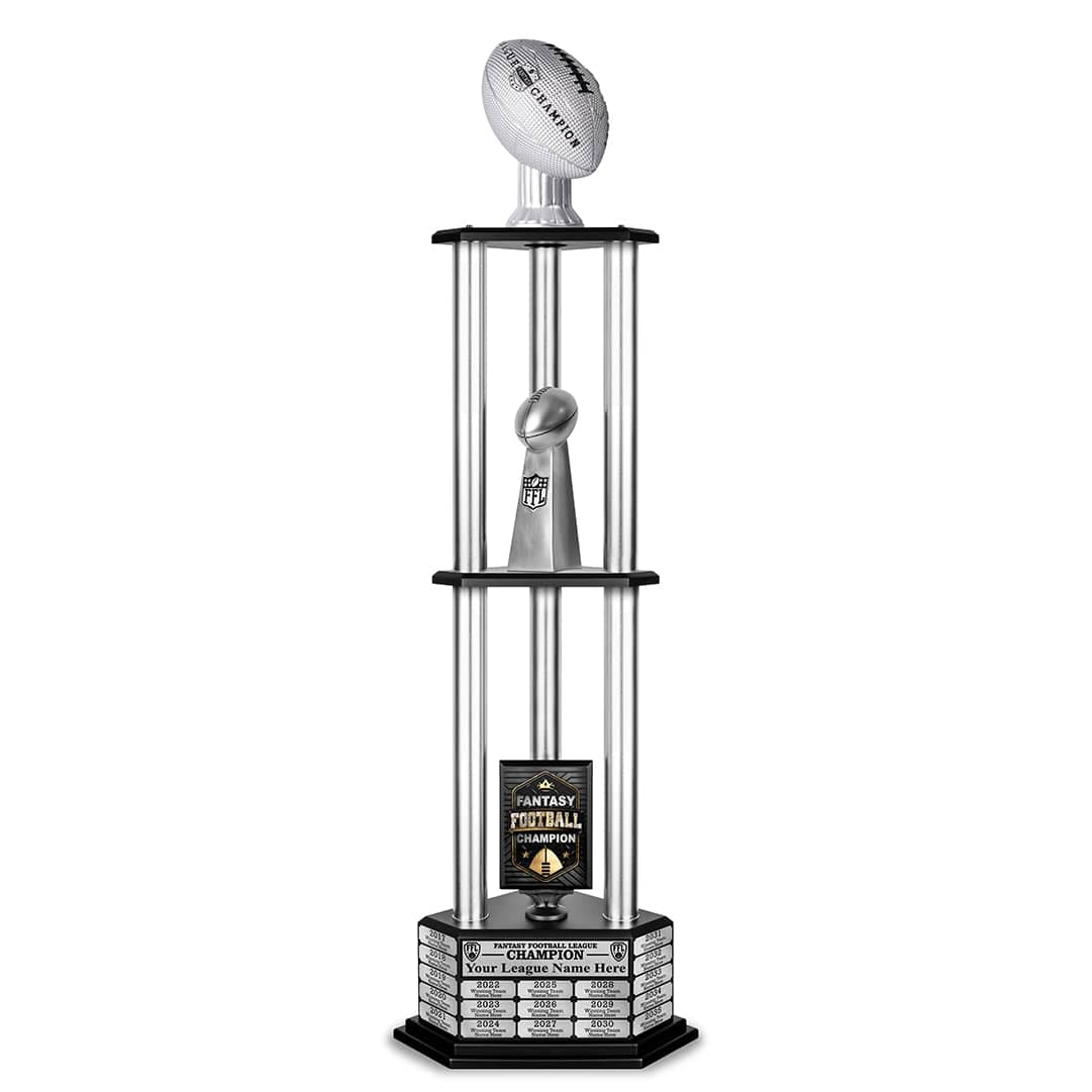 TrophySmack 26"-56" Perpetual Fantasy Football Trophy - Silver Football