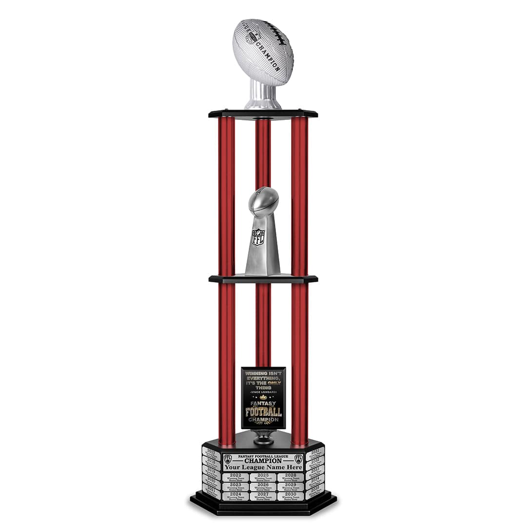 TrophySmack 26"-56" Perpetual Fantasy Football Trophy - Silver Football