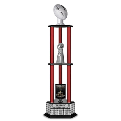 TrophySmack 26"-56" Perpetual Fantasy Football Trophy - Silver Football