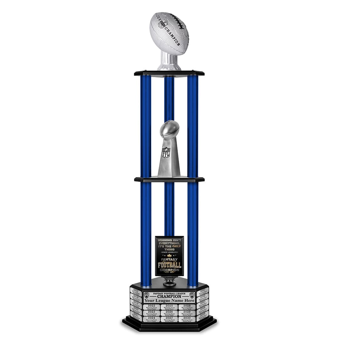 TrophySmack 26"-56" Perpetual Fantasy Football Trophy - Silver Football