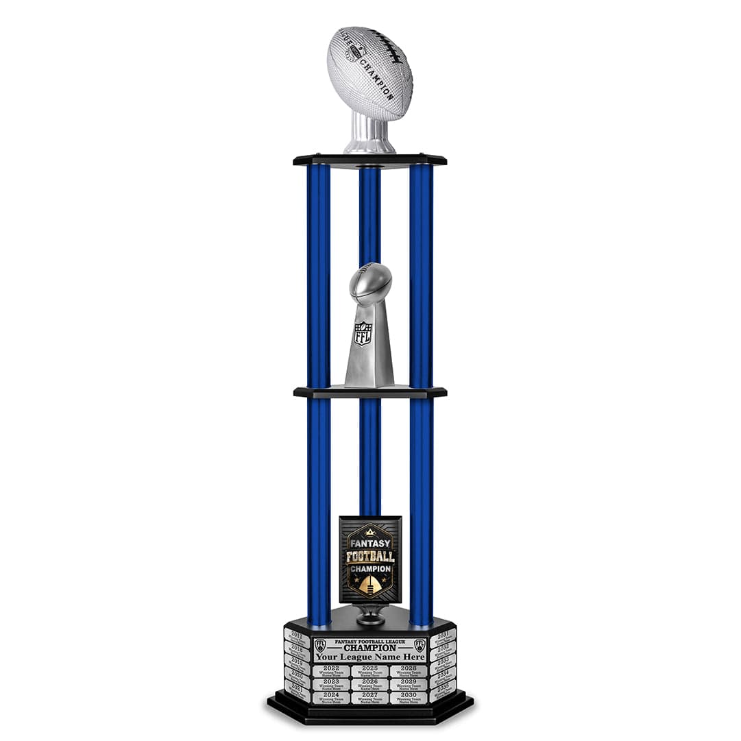 TrophySmack 26"-56" Perpetual Fantasy Football Trophy - Silver Football