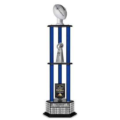 TrophySmack 26"-56" Perpetual Fantasy Football Trophy - Silver Football