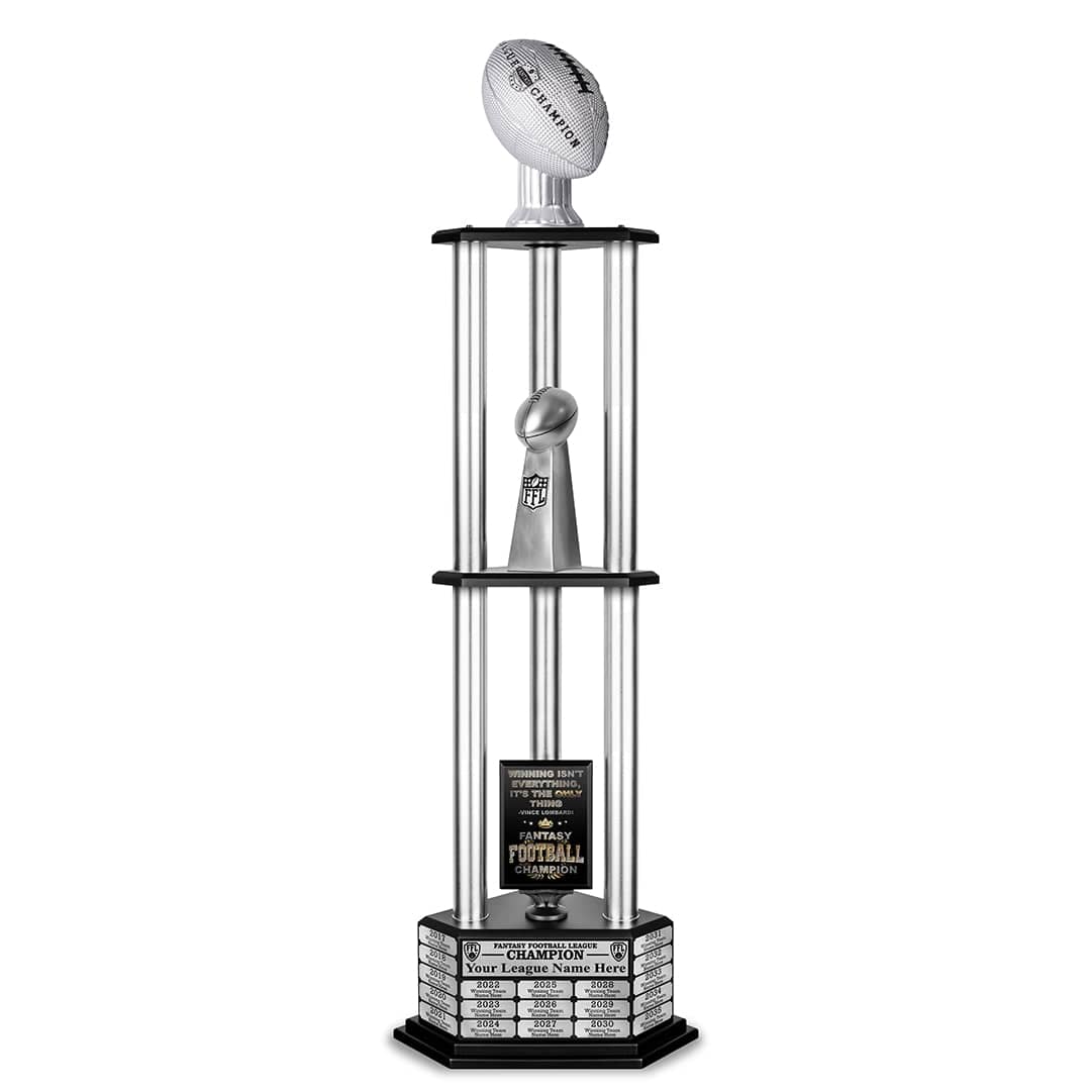 TrophySmack 26"-56" Perpetual Fantasy Football Trophy - Silver Football