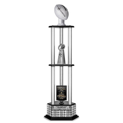 TrophySmack 26"-56" Perpetual Fantasy Football Trophy - Silver Football