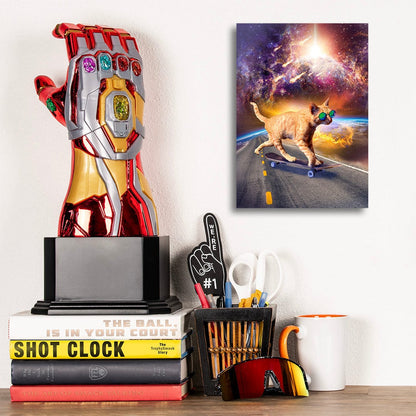TrophySmack Cat Skateboarding in Space - Metal Wall Art