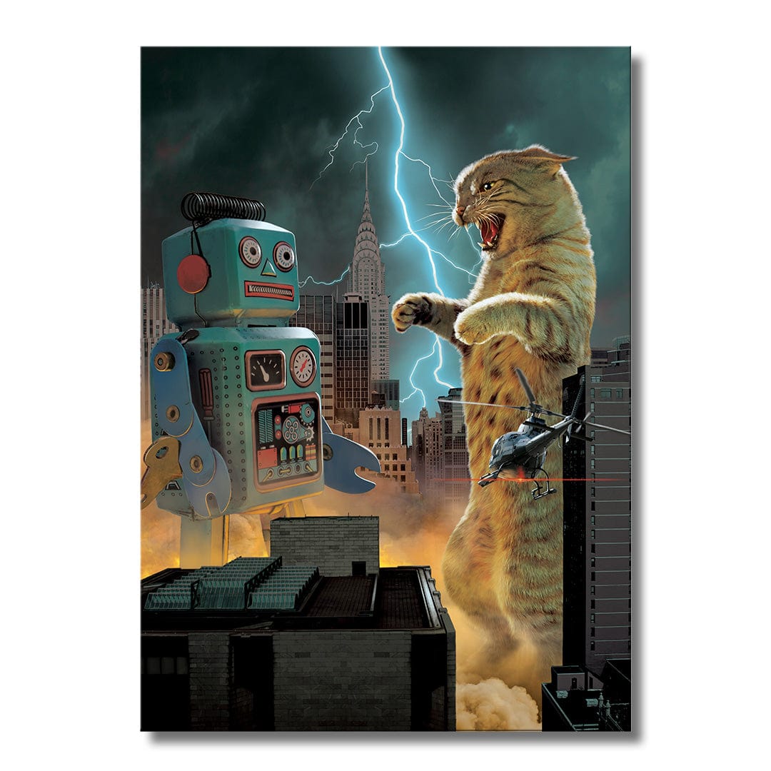 TrophySmack Catzilla vs Robot - Metal Wall Art