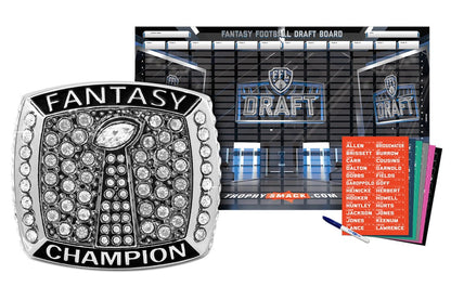 TrophySmack Championship Ring + 2024 Fantasy Football Live Draft Board Kit