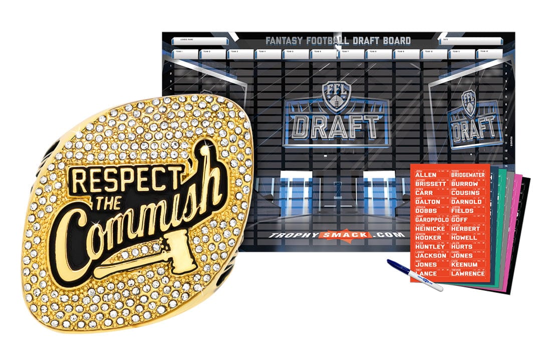 TrophySmack Championship Ring + 2024 Fantasy Football Live Draft Board Kit