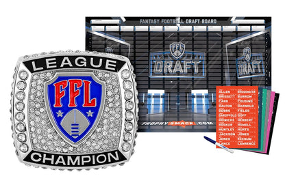 TrophySmack Championship Ring + 2024 Fantasy Football Live Draft Board Kit