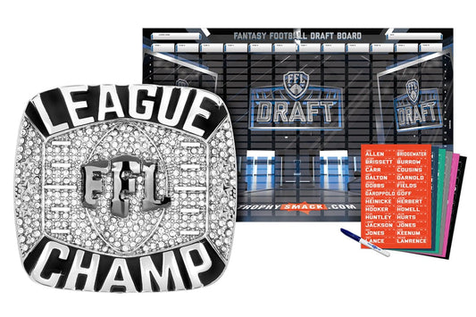 TrophySmack Championship Ring + 2024 Fantasy Football Live Draft Board Kit