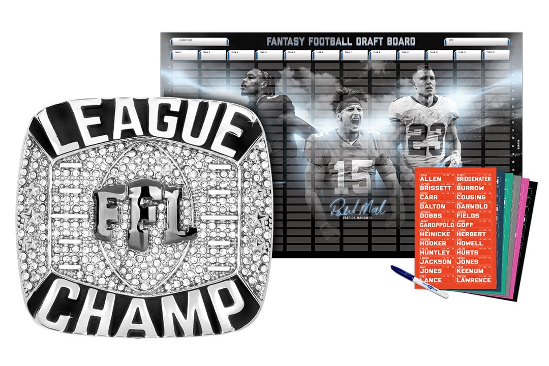 TrophySmack Championship Ring + 2024 Fantasy Football Superstar Draft Board Kit