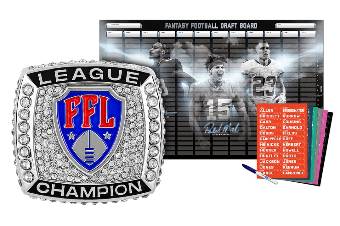 TrophySmack Championship Ring + 2024 Fantasy Football Superstar Draft Board Kit