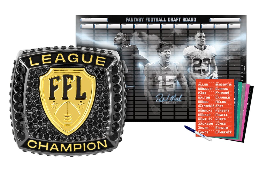 TrophySmack Championship Ring + 2024 Fantasy Football Superstar Draft Board Kit