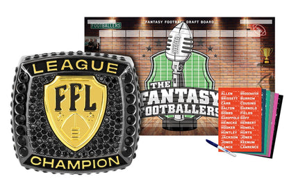 TrophySmack Championship Ring + 2024 Fantasy Footballers Draft Board Kit