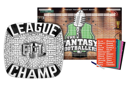 TrophySmack Championship Ring + 2024 Fantasy Footballers Draft Board Kit