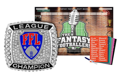 TrophySmack Championship Ring + 2024 Fantasy Footballers Draft Board Kit