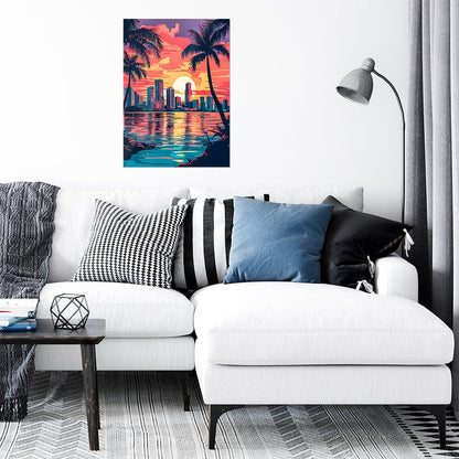 TrophySmack City Beach Sunset Palms - Metal Wall Art