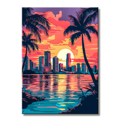 TrophySmack City Beach Sunset Palms - Metal Wall Art