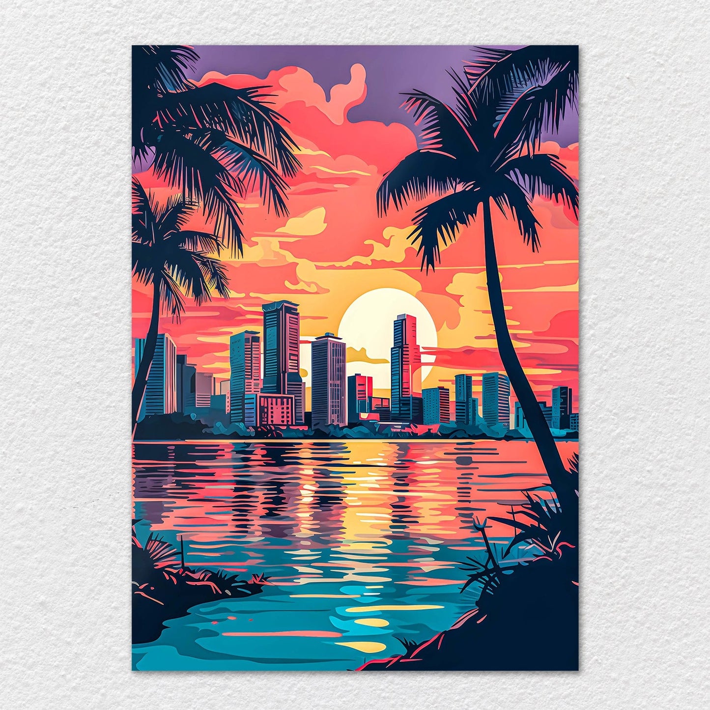 TrophySmack City Beach Sunset Palms - Metal Wall Art