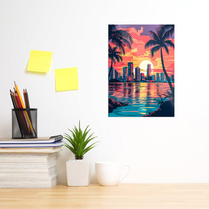 TrophySmack City Beach Sunset Palms - Metal Wall Art