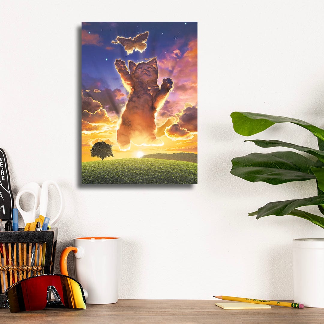 TrophySmack Cloud Kitten Sunset - Metal Wall Art