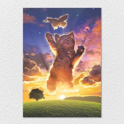 TrophySmack Cloud Kitten Sunset - Metal Wall Art