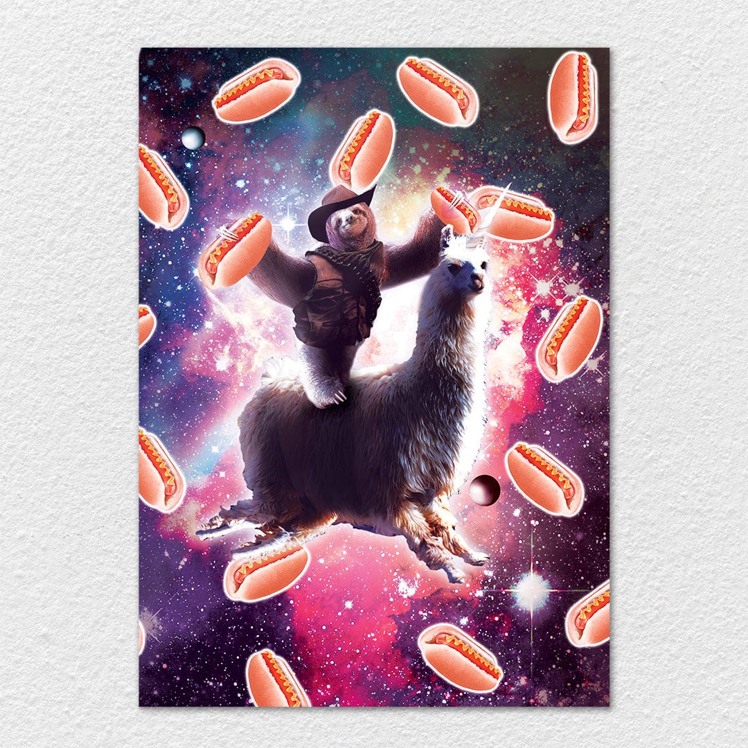 TrophySmack Cowboy Space Sloth On Llama Unicorn Hot Dog - Metal Wall Art