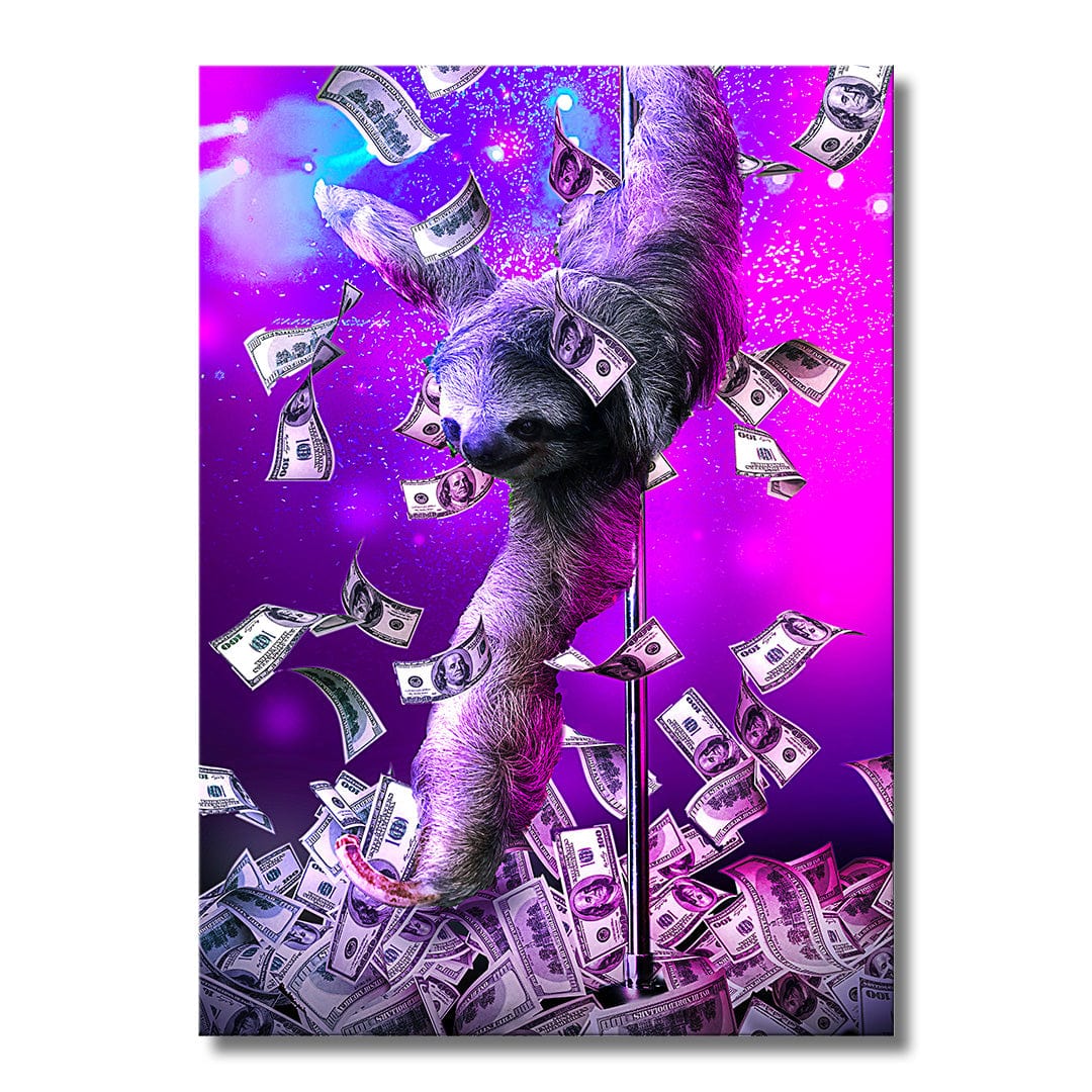 TrophySmack Dancing Pole Sloth Dance - Metal Wall Art