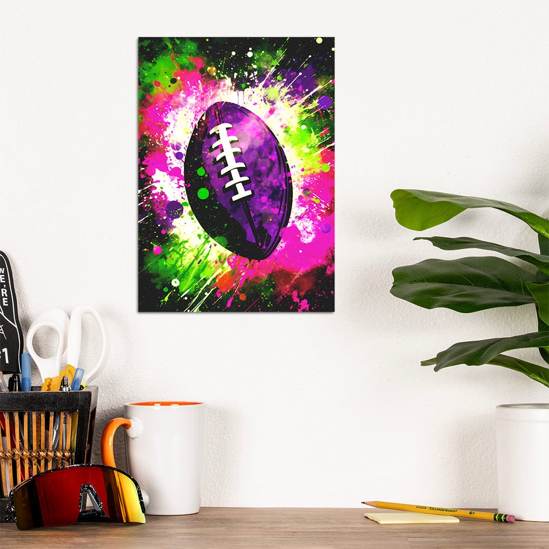 TrophySmack Explosion Football Purple - Metal Wall Art