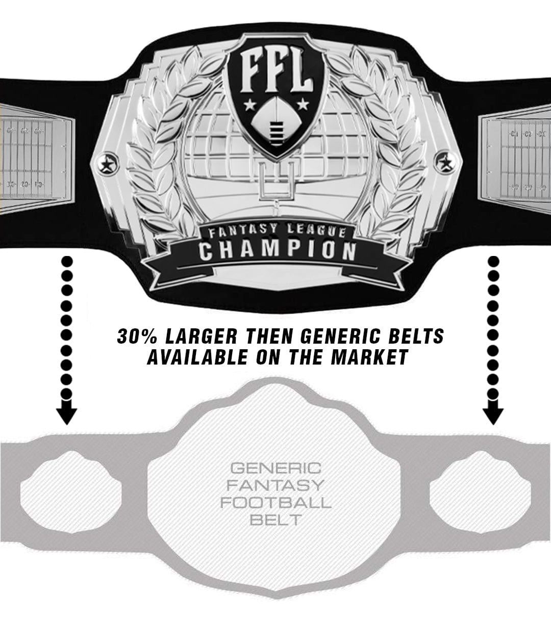 TrophySmack Fantasy Football Championship Belt - Silver