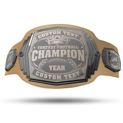 TrophySmack Fantasy Football Engraved Championship Belt - Gunmetal Gray