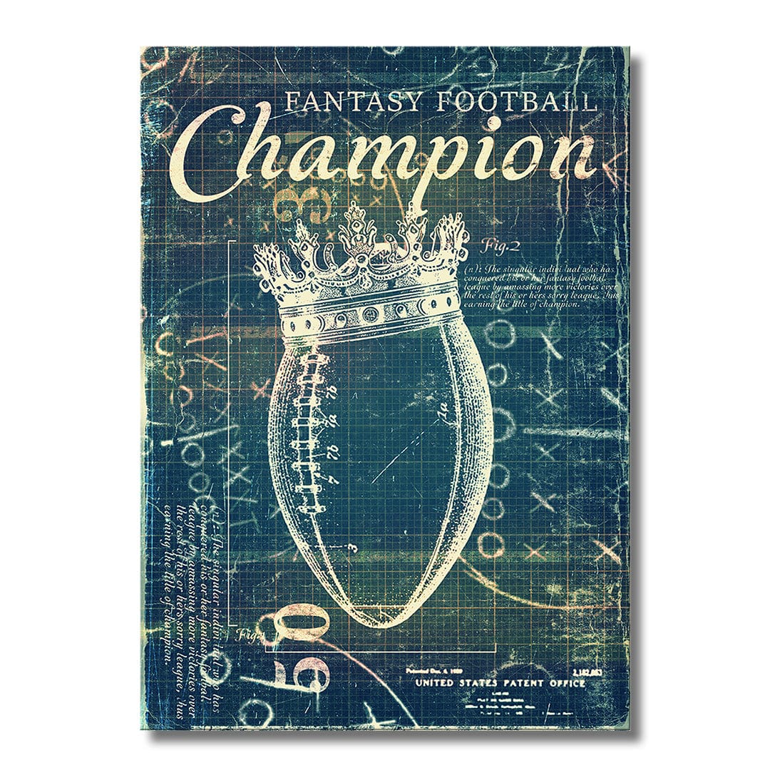 TrophySmack Fantasy Football Patent Blueprint - Fantasy Football Metal Wall Art