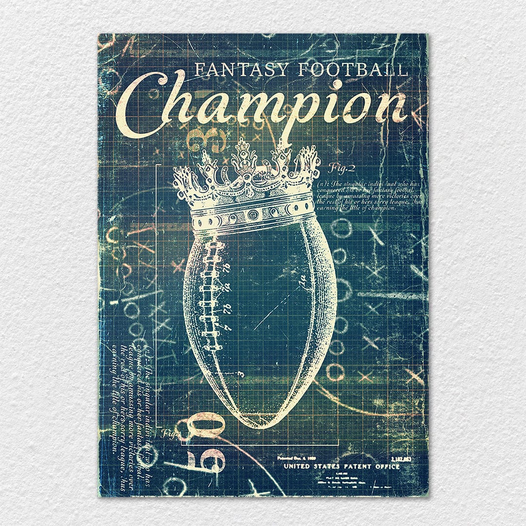 TrophySmack Fantasy Football Patent Blueprint - Fantasy Football Metal Wall Art