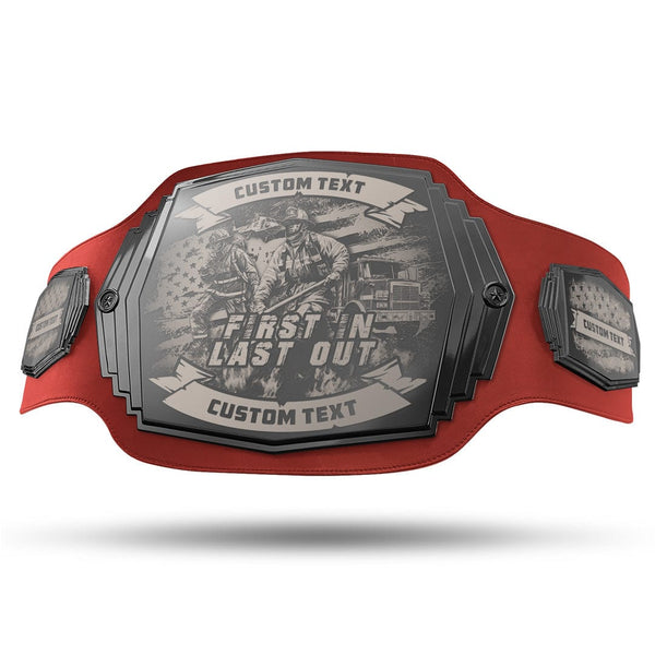 Firefighter Engraved Championship Belt - Gunmetal Gray - TrophySmack