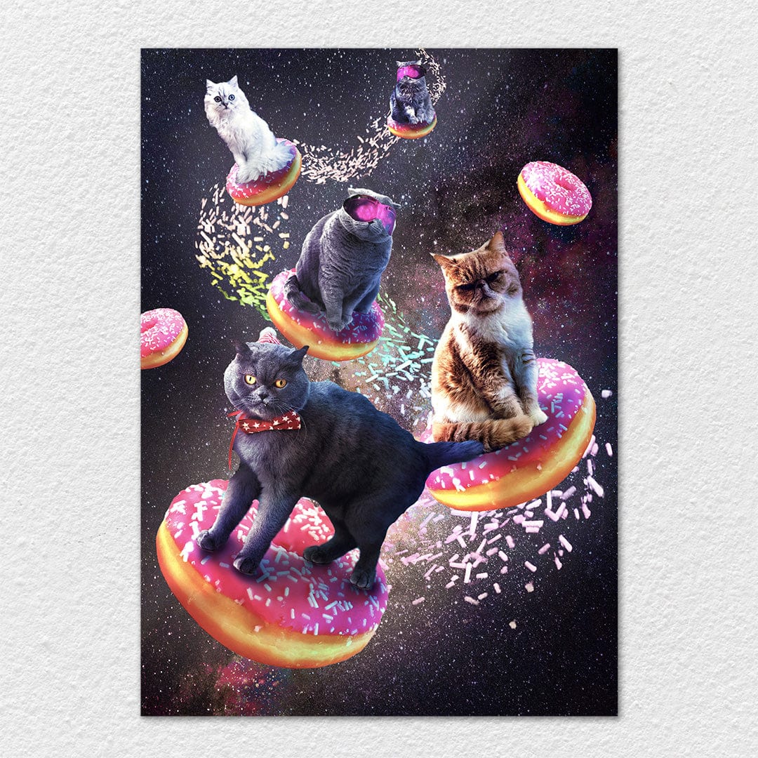 TrophySmack Galaxy Cat Donut Space Cats Riding Donuts - Metal Wall Art