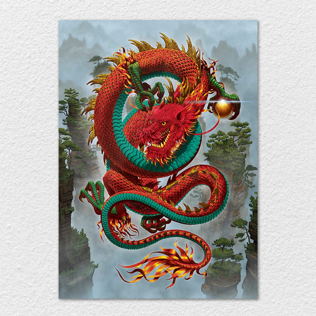 TrophySmack Good Fortune Dragon Red - Metal Wall Art