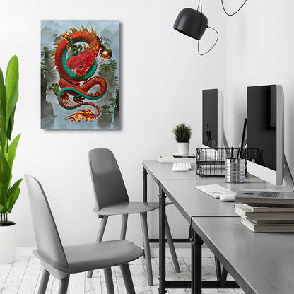 TrophySmack Good Fortune Dragon Red - Metal Wall Art