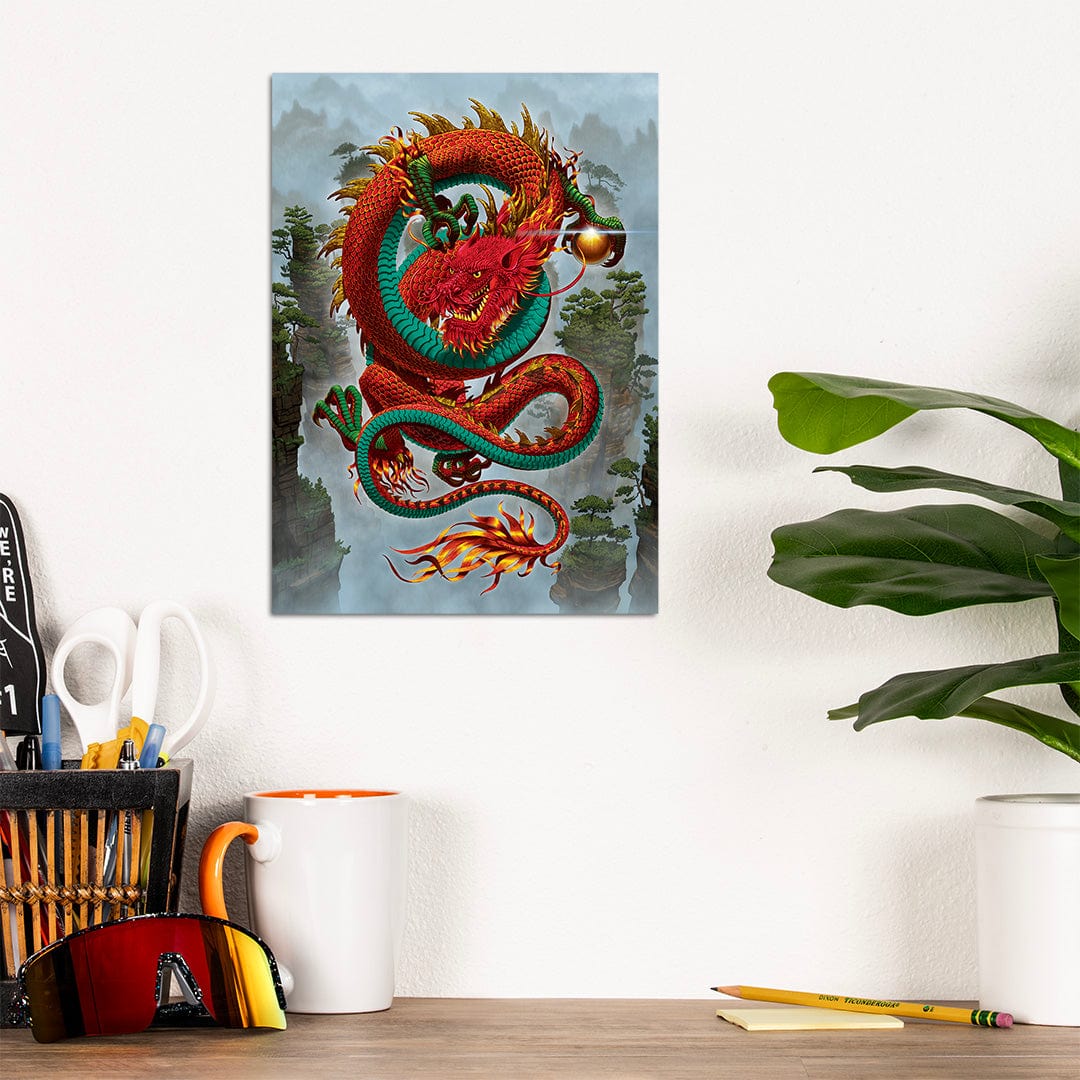 TrophySmack Good Fortune Dragon Red - Metal Wall Art