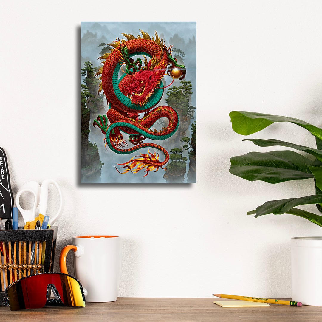 TrophySmack Good Fortune Dragon Red - Metal Wall Art